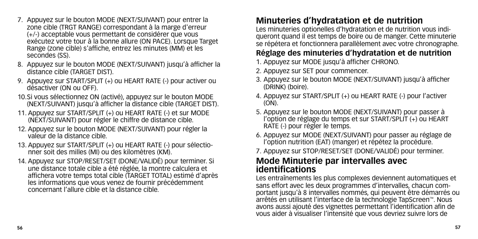 Minuteries d’hydratation et de nutrition | Timex W-270 User Manual | Page 31 / 88