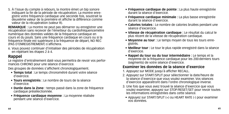 Rappel | Timex W-270 User Manual | Page 35 / 88