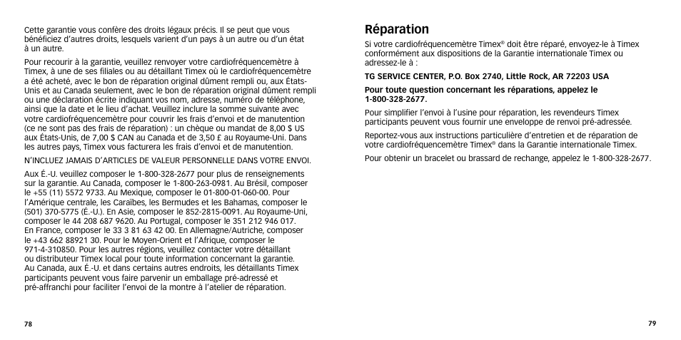 Réparation | Timex W-270 User Manual | Page 42 / 88