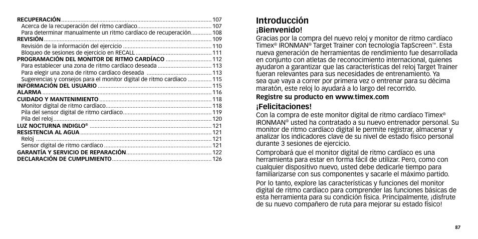 Introducción | Timex W-270 User Manual | Page 46 / 88