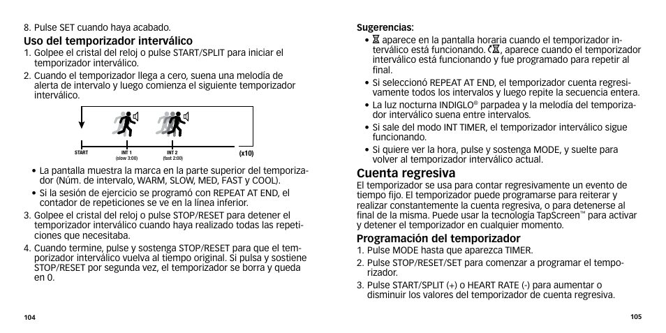 Cuenta regresiva | Timex W-270 User Manual | Page 55 / 88