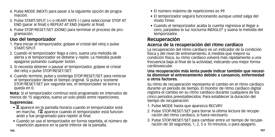 Recuperación | Timex W-270 User Manual | Page 56 / 88