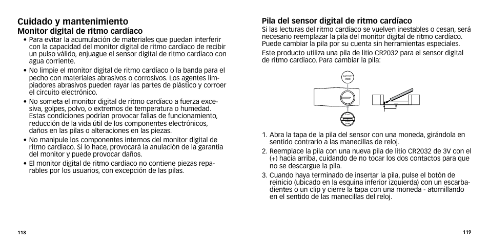 Cuidado y mantenimiento | Timex W-270 User Manual | Page 62 / 88