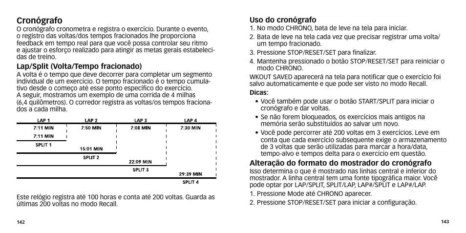 Cronógrafo | Timex W-270 User Manual | Page 74 / 88