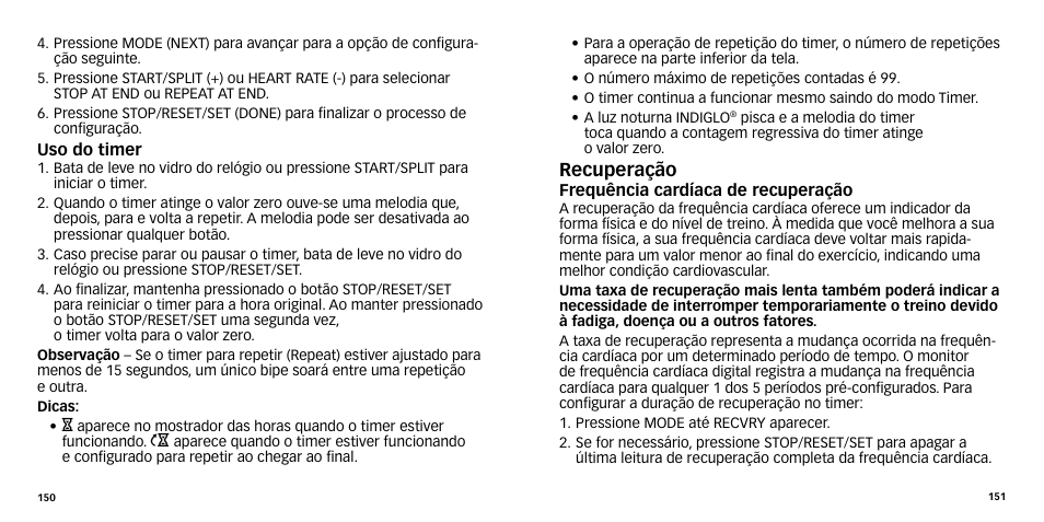 Recuperação | Timex W-270 User Manual | Page 78 / 88