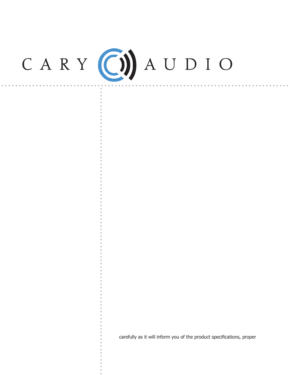 Cary Audio Design SUPER AUDIO CD PLAYER CD 303 T SACD User Manual | 26 pages