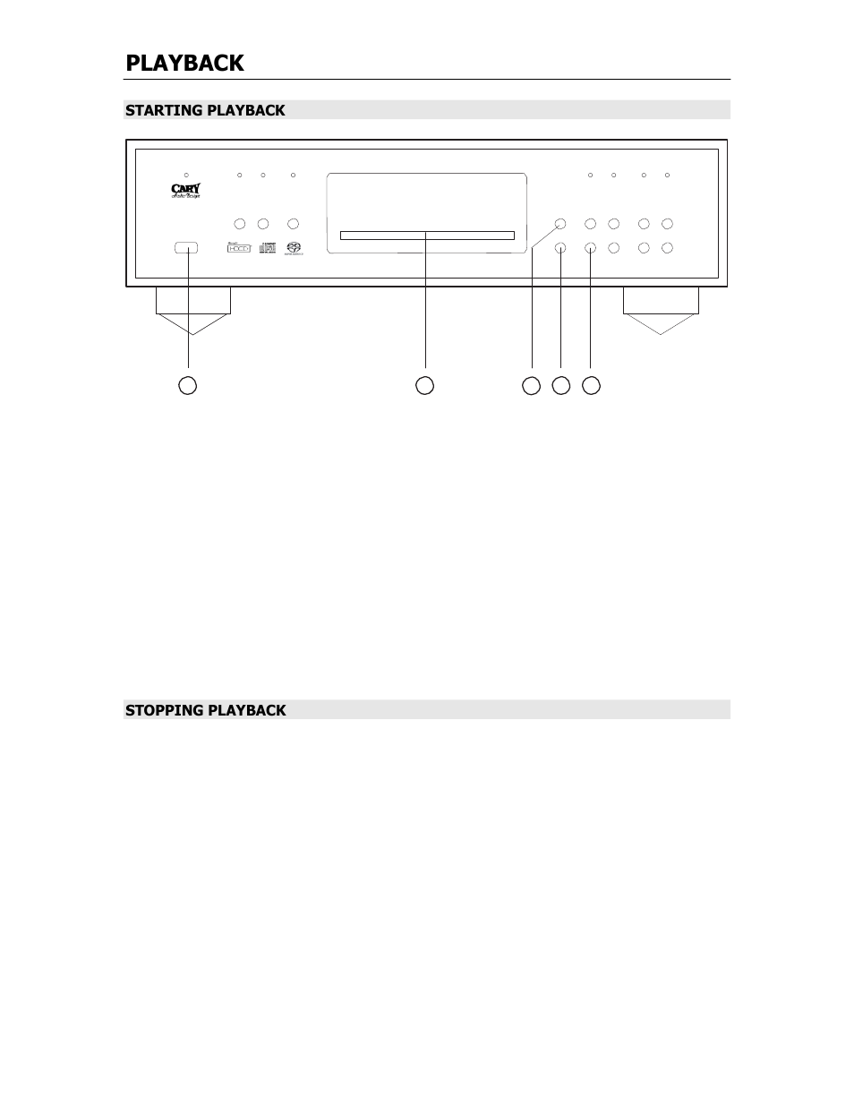 Playback, Starting playback, Stopping playback | Cary Audio Design SUPER AUDIO CD PLAYER CD 303 T SACD User Manual | Page 15 / 26