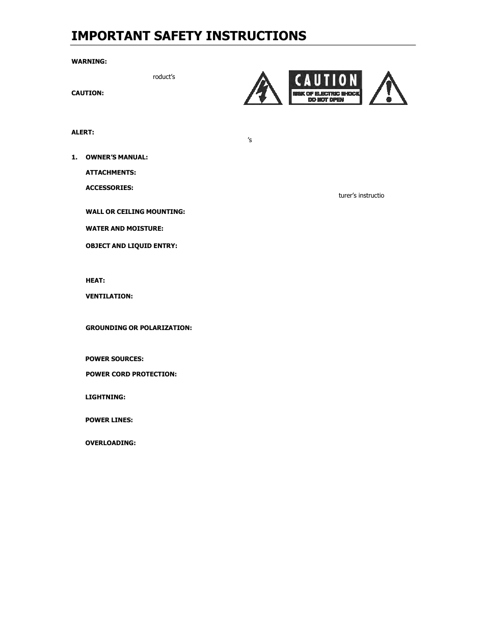 Important safety instructions | Cary Audio Design SUPER AUDIO CD PLAYER CD 303 T SACD User Manual | Page 3 / 26