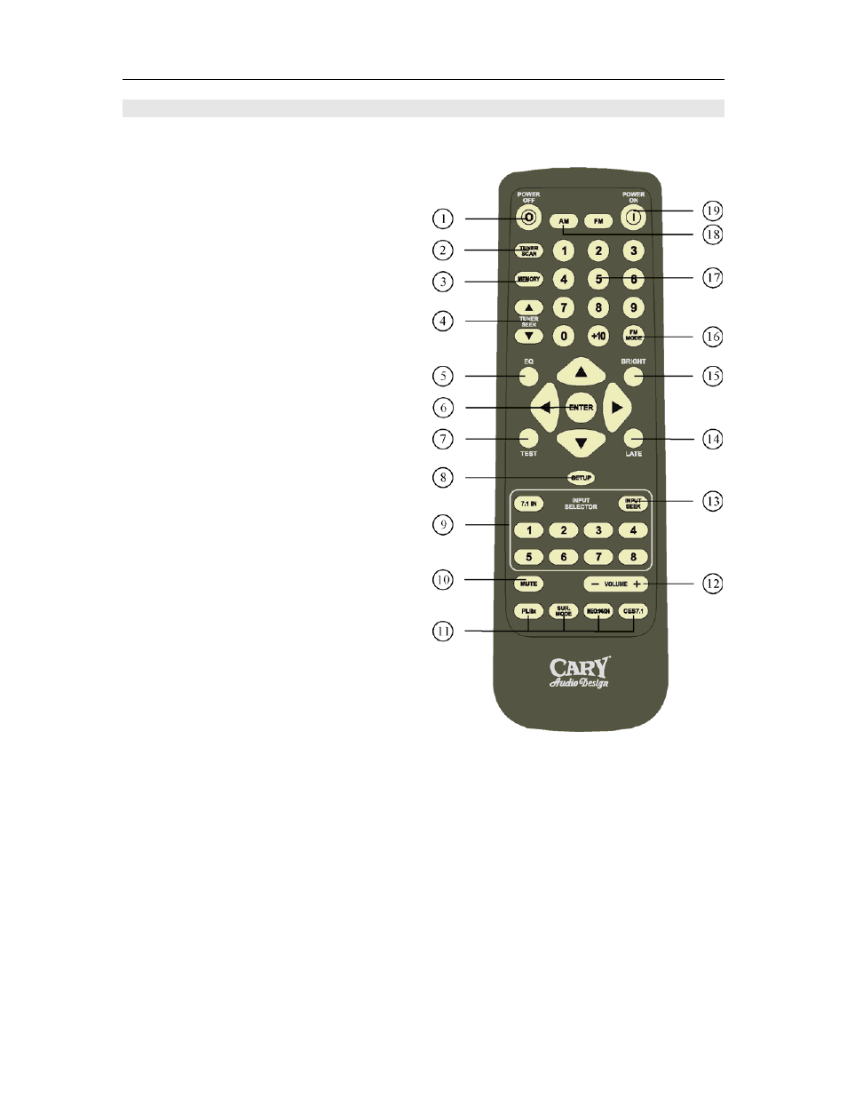 Controls and displays | Cary Audio Design Cinema 11 User Manual | Page 19 / 48