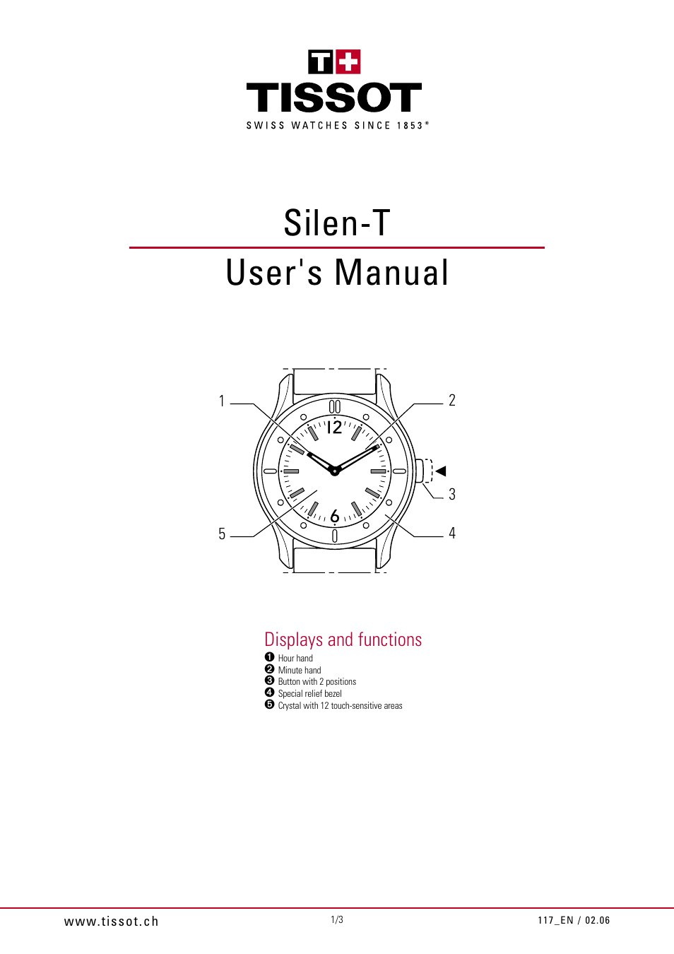 Tissot 117 User Manual | 3 pages