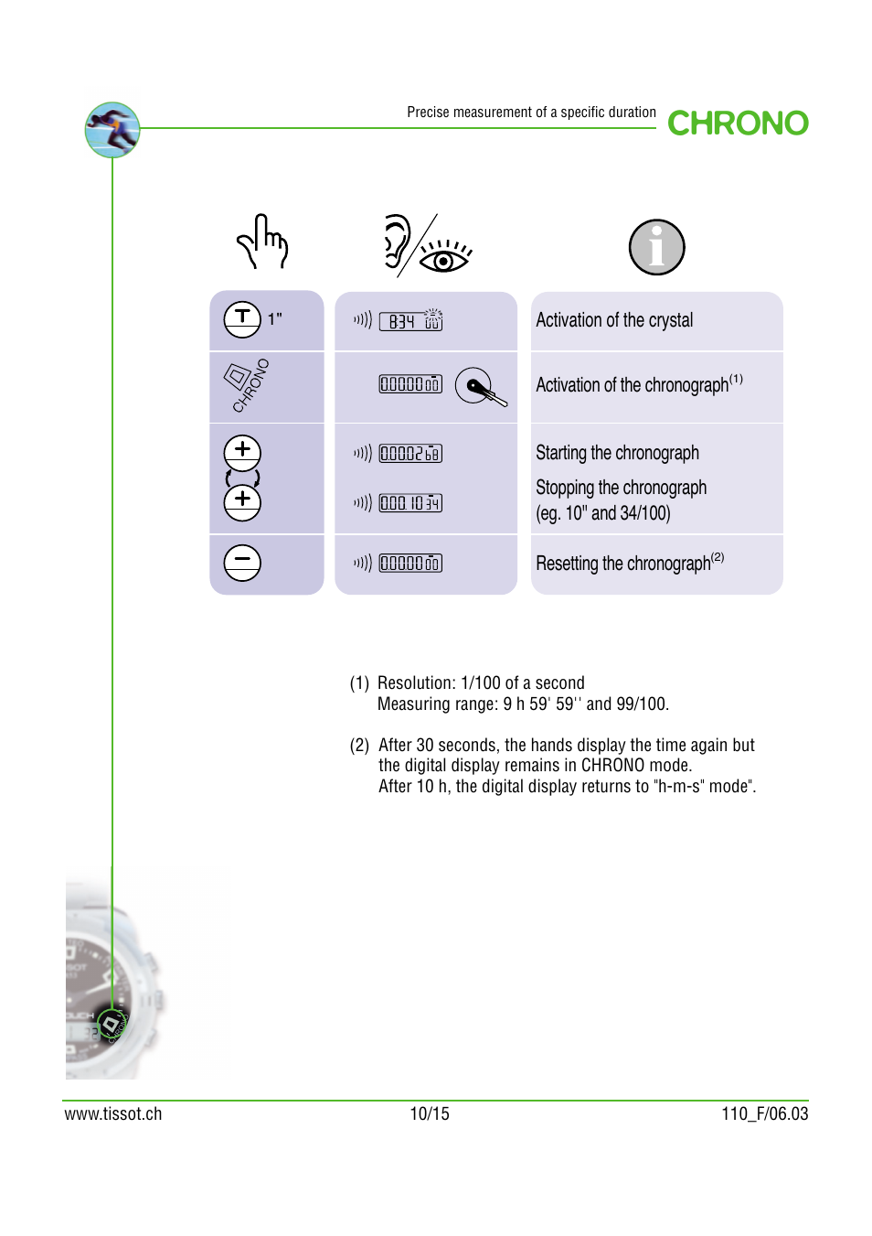 Chrono | Tissot 110 User Manual | Page 10 / 15