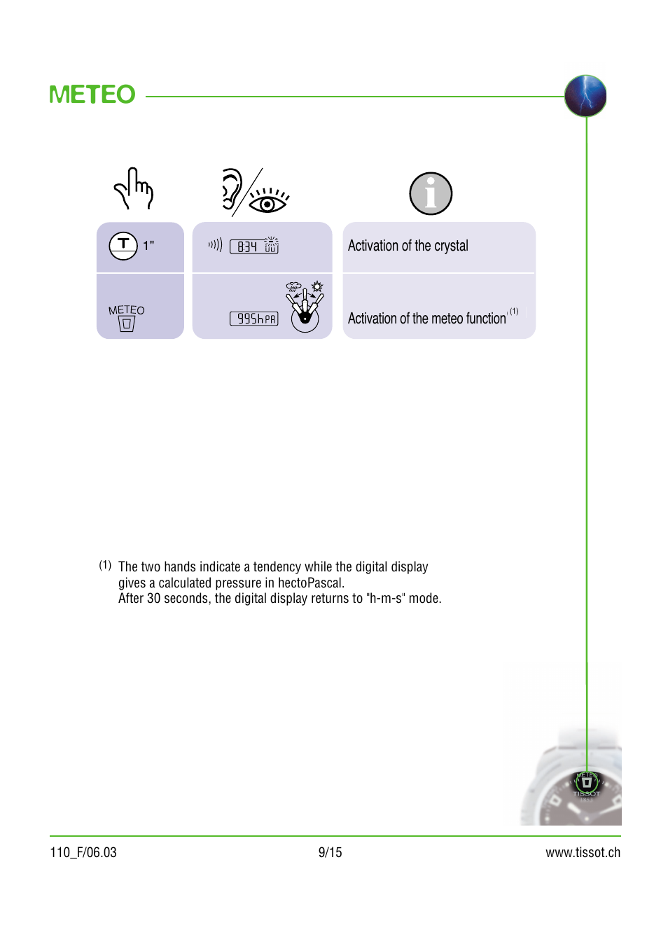 Meteo | Tissot 110 User Manual | Page 9 / 15