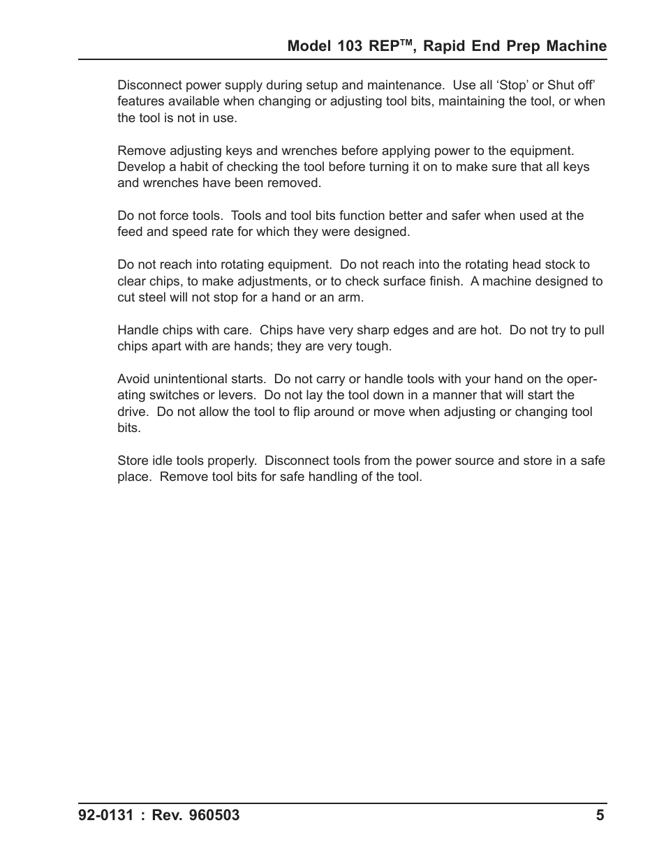 Tri Tool 103 REP User Manual | Page 5 / 36