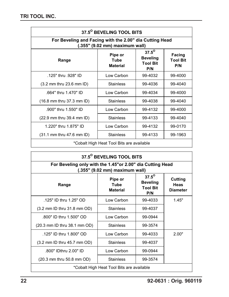 Tri Tool 201BA Beveler User Manual | Page 22 / 36