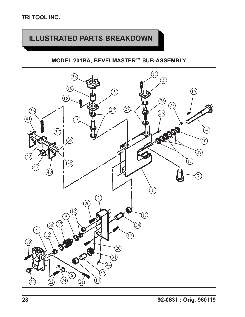 Illustrated parts breakdown | Tri Tool 201BA Beveler User Manual | Page 28 / 36