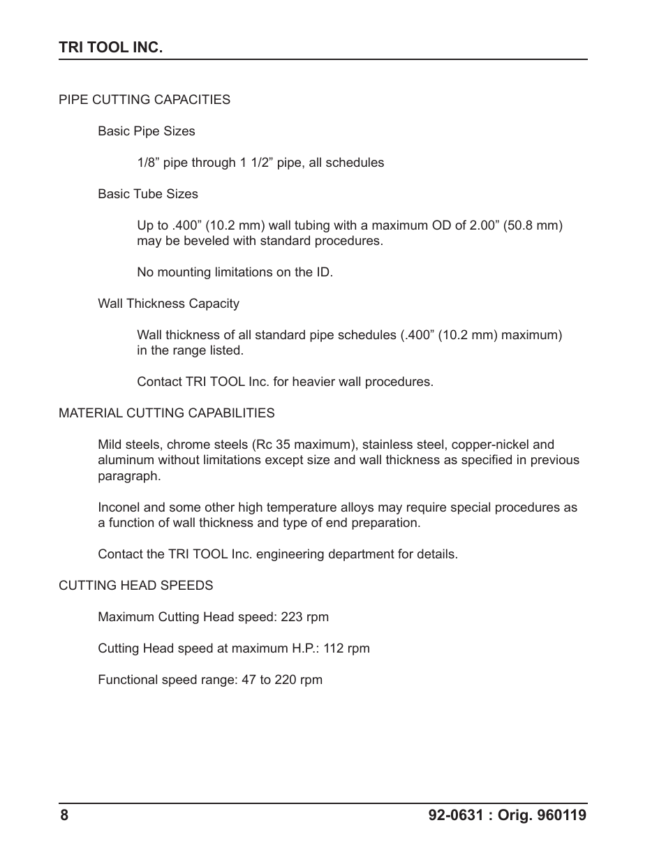 Tri Tool 201BA Beveler User Manual | Page 8 / 36