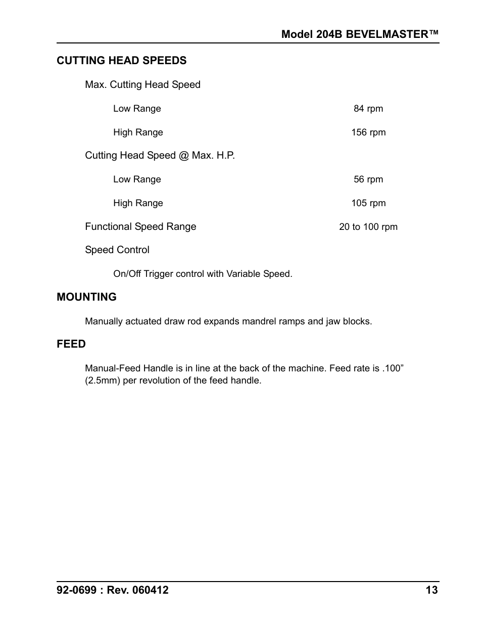 Tri Tool 204B Beveler User Manual | Page 13 / 45