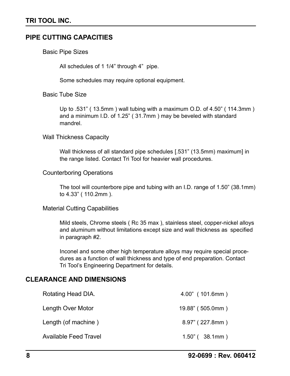 Tri Tool 204B Beveler User Manual | Page 8 / 45