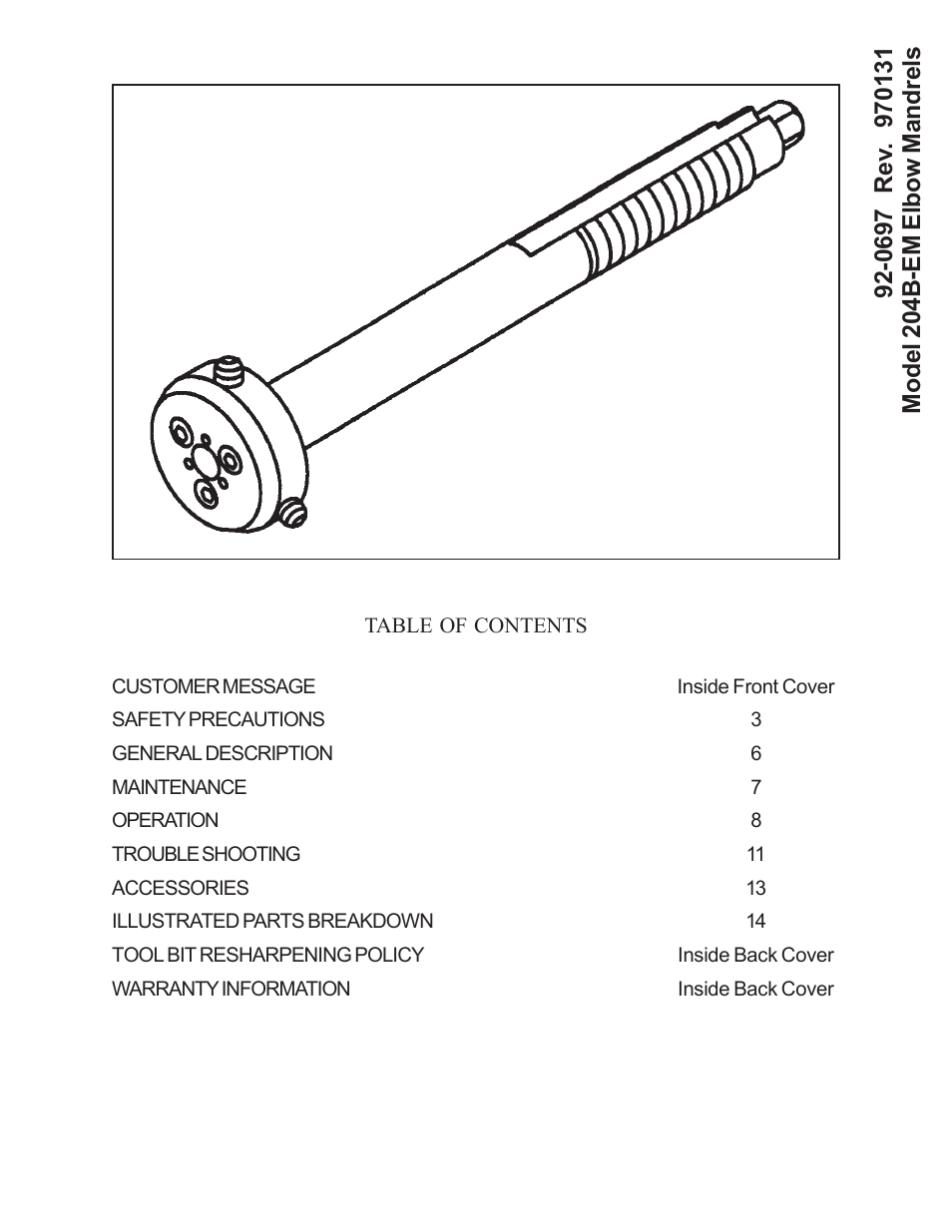 Tri Tool 204B Elbow Mandrel User Manual | 16 pages