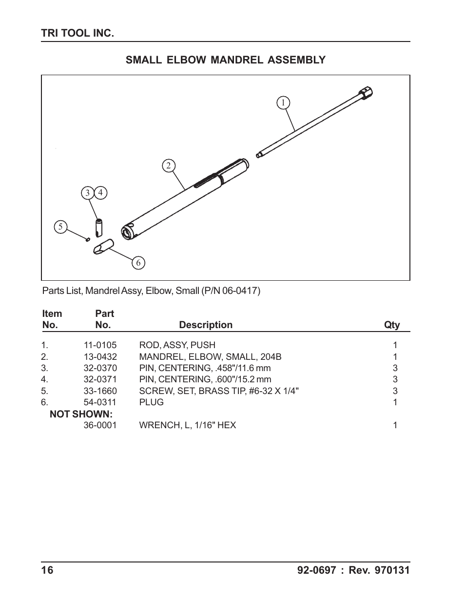 Tri Tool 204B Elbow Mandrel User Manual | Page 16 / 16