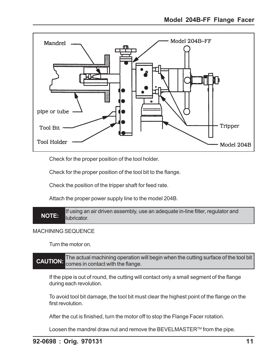 Tri Tool 204B Flange Facer User Manual | Page 11 / 21