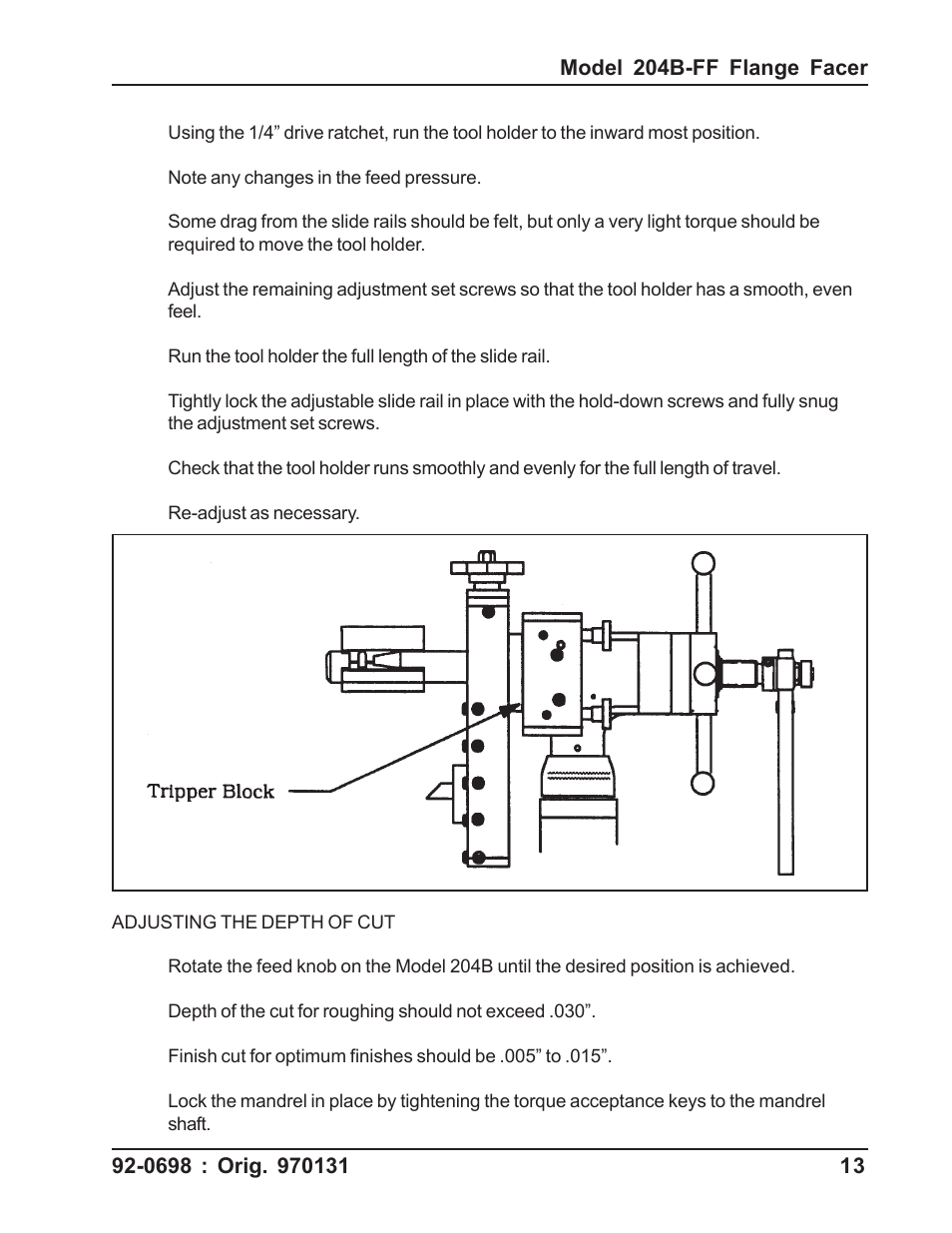 Tri Tool 204B Flange Facer User Manual | Page 13 / 21
