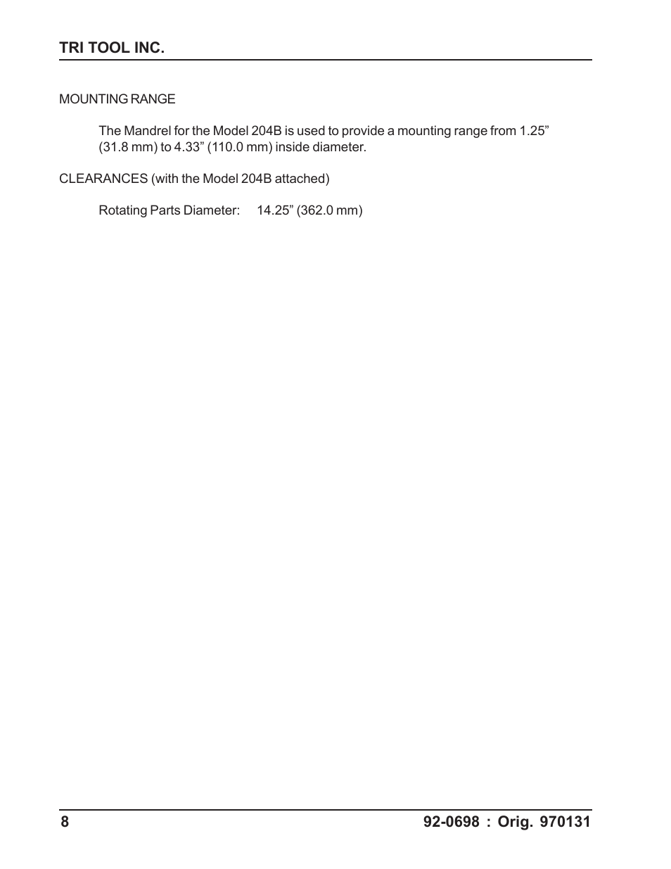 Tri Tool 204B Flange Facer User Manual | Page 8 / 21