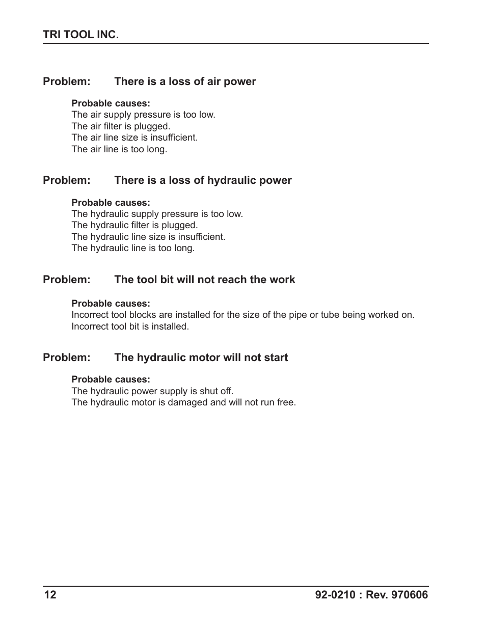 Tri Tool 206B Elbow Mandrel User Manual | Page 12 / 17