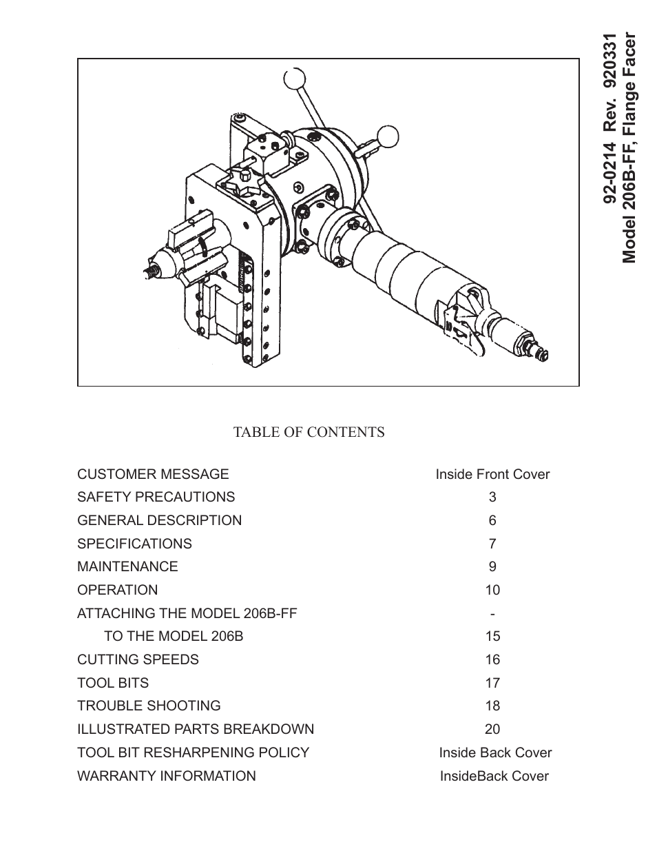 Tri Tool 206B Flange Facer User Manual | 22 pages