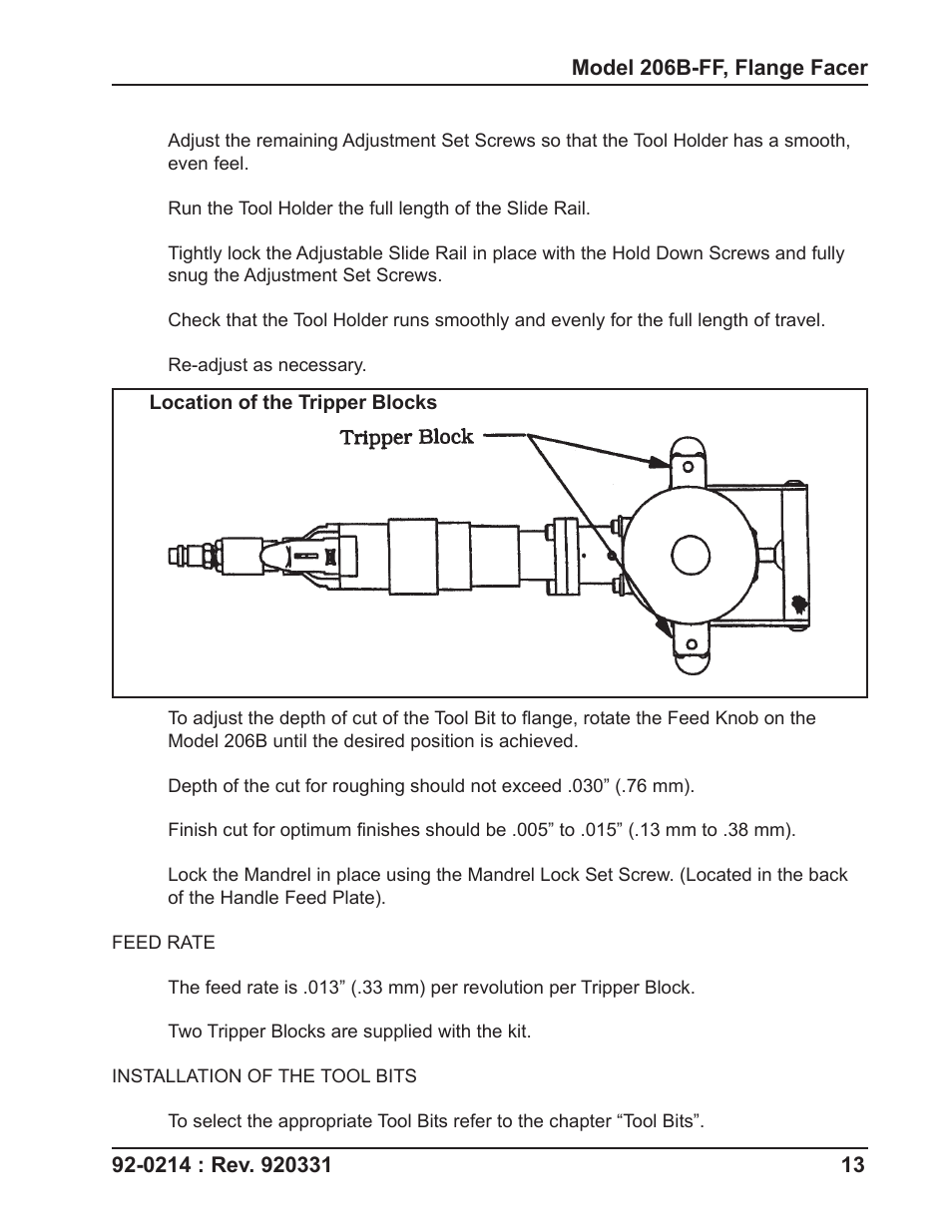 Tri Tool 206B Flange Facer User Manual | Page 13 / 22