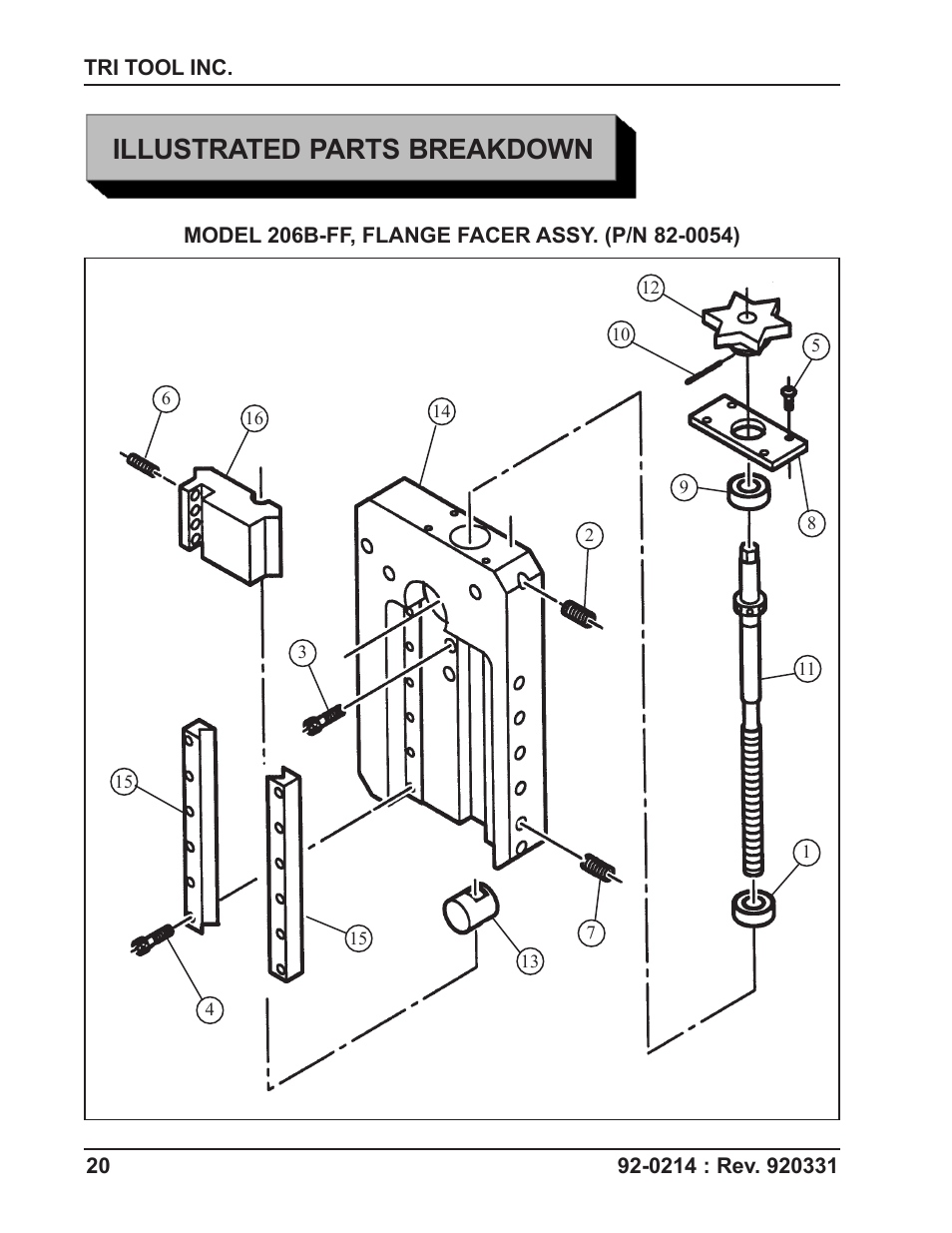 Illustrated parts breakdown | Tri Tool 206B Flange Facer User Manual | Page 20 / 22