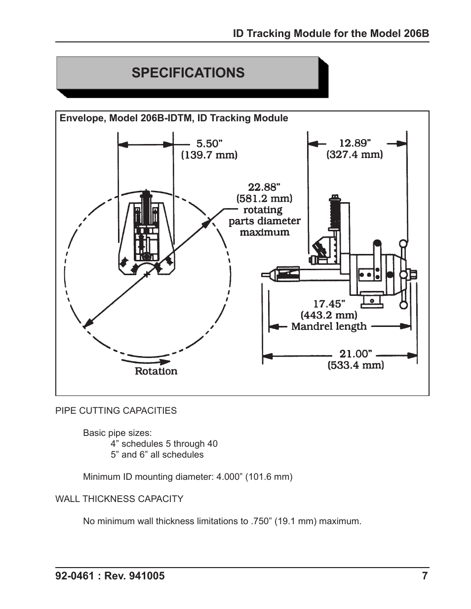 Specifications | Tri Tool 206B ID Tracking Module User Manual | Page 7 / 17