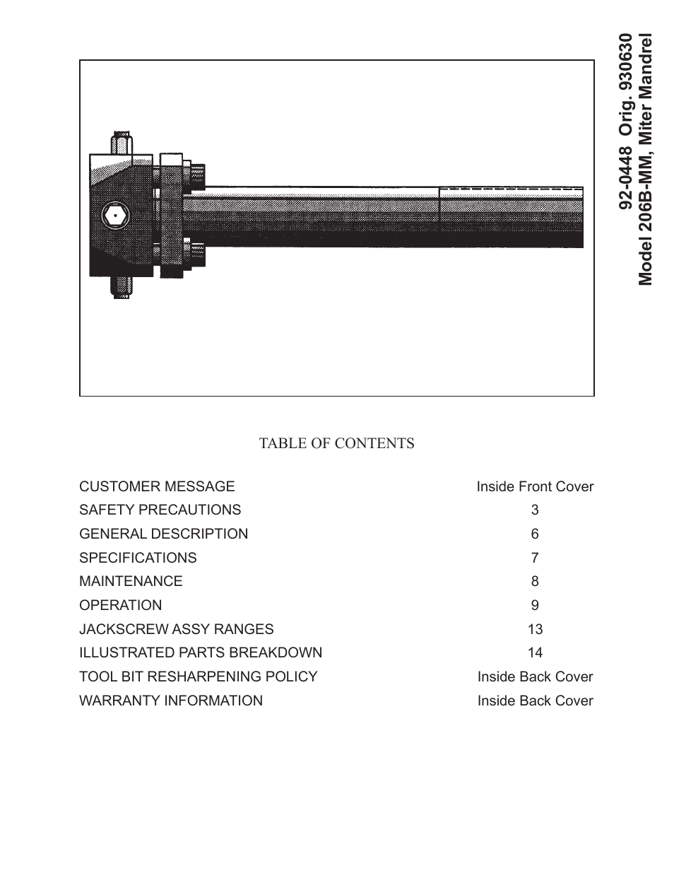 Tri Tool 206B Miter Mandrel User Manual | 16 pages