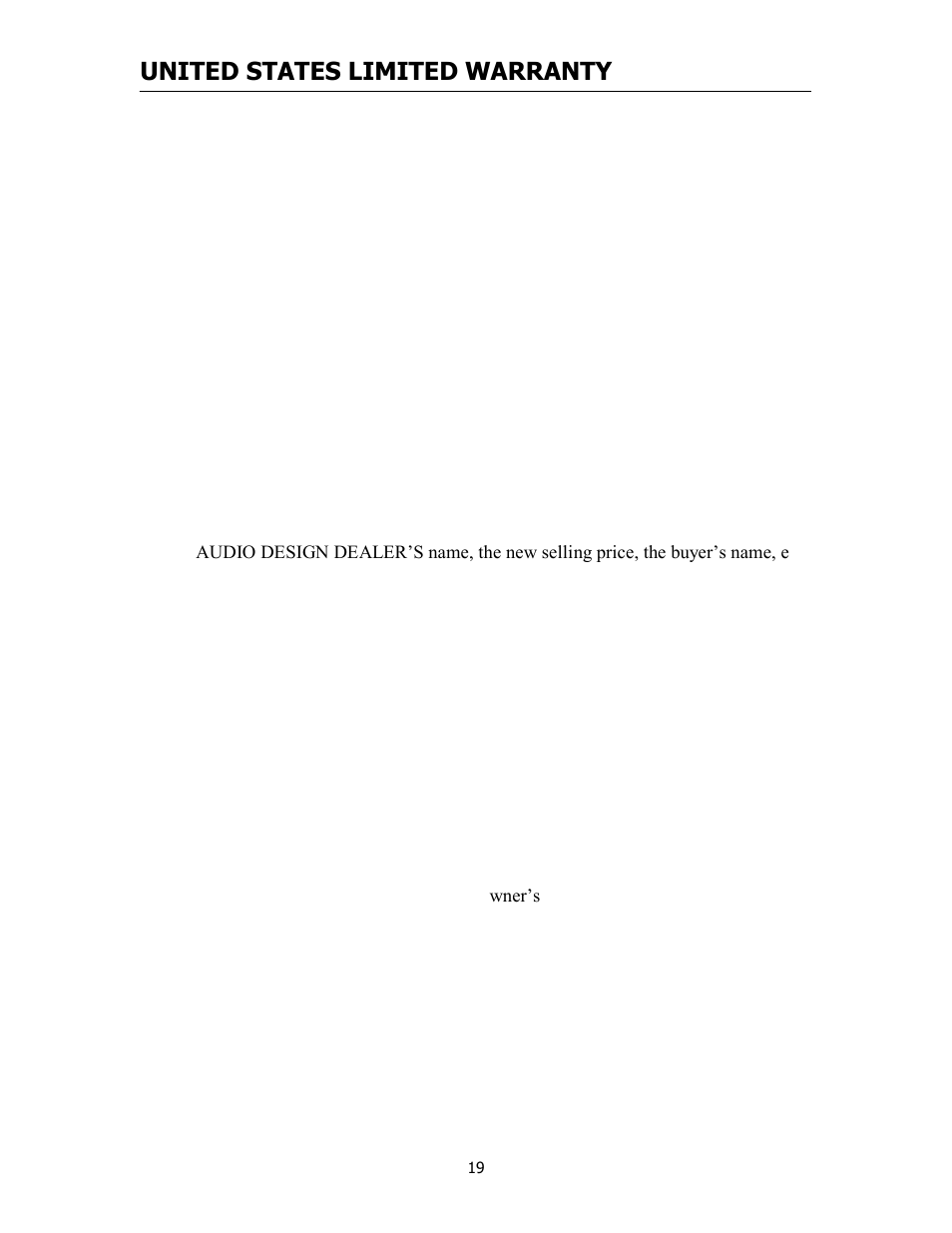 United states limited warranty | Cary Audio Design 7.125 User Manual | Page 21 / 25