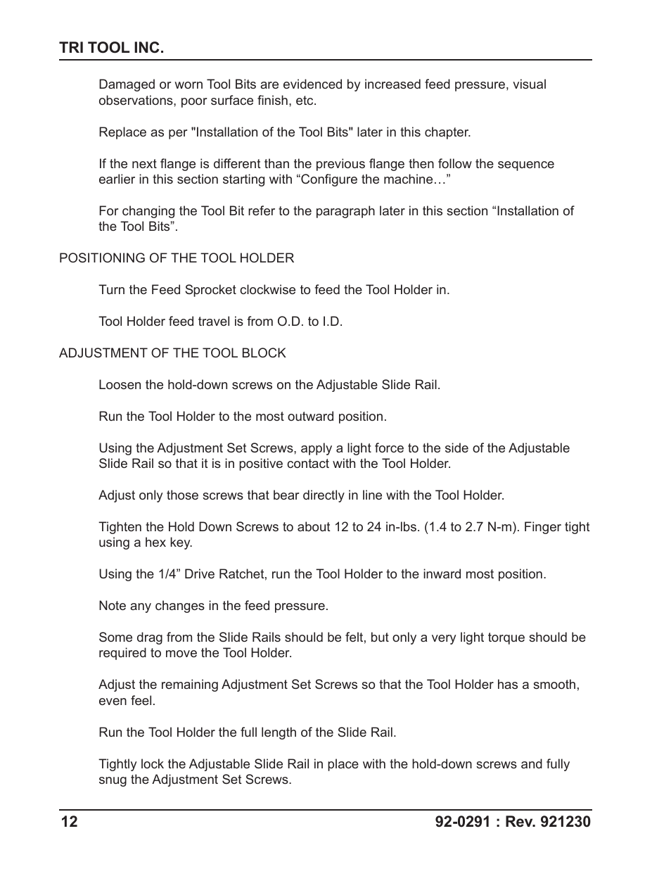 Tri Tool 212B Flange Facer User Manual | Page 12 / 22