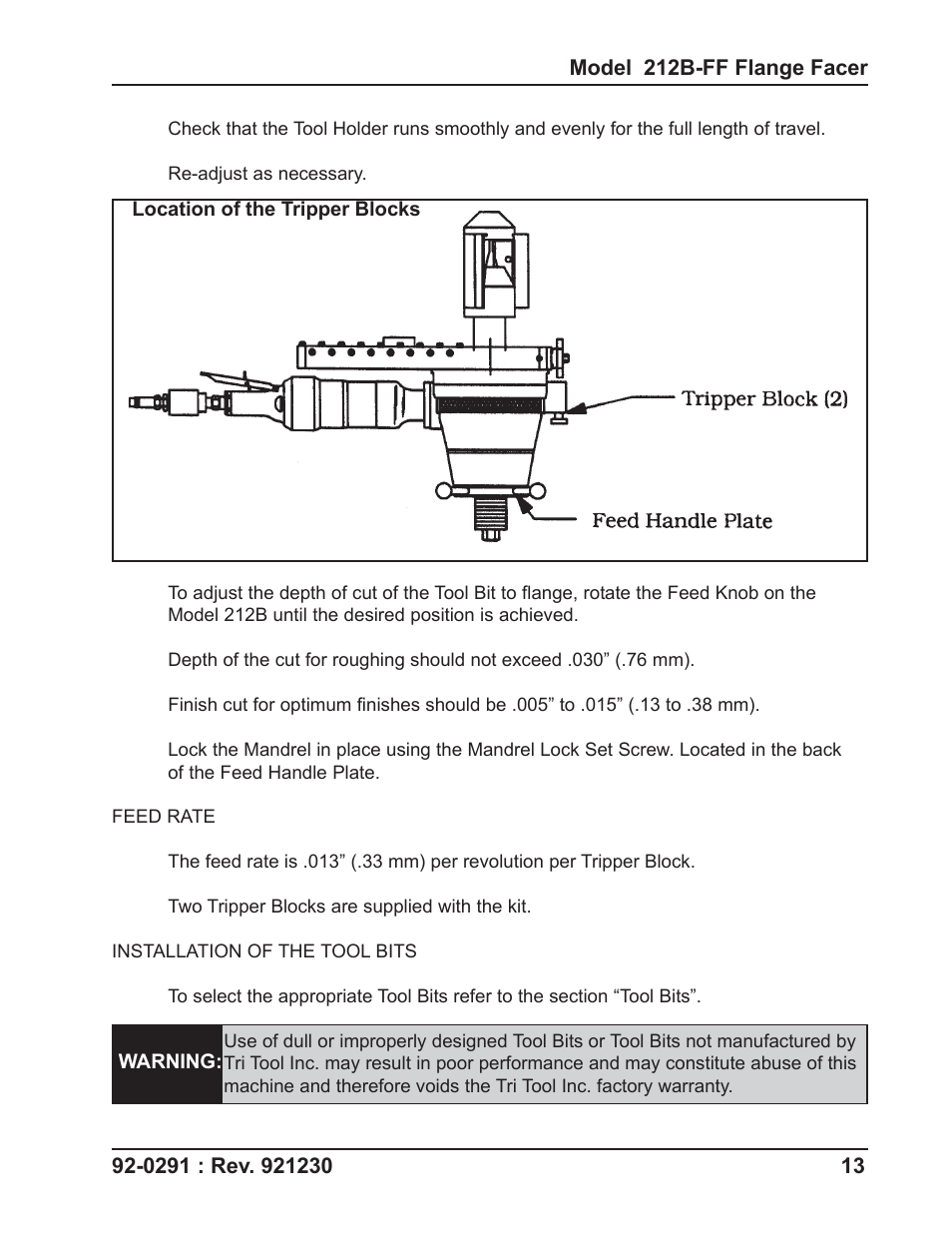 Tri Tool 212B Flange Facer User Manual | Page 13 / 22