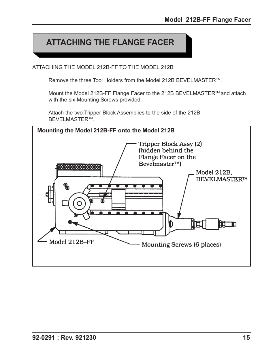 Attaching the flange facer | Tri Tool 212B Flange Facer User Manual | Page 15 / 22