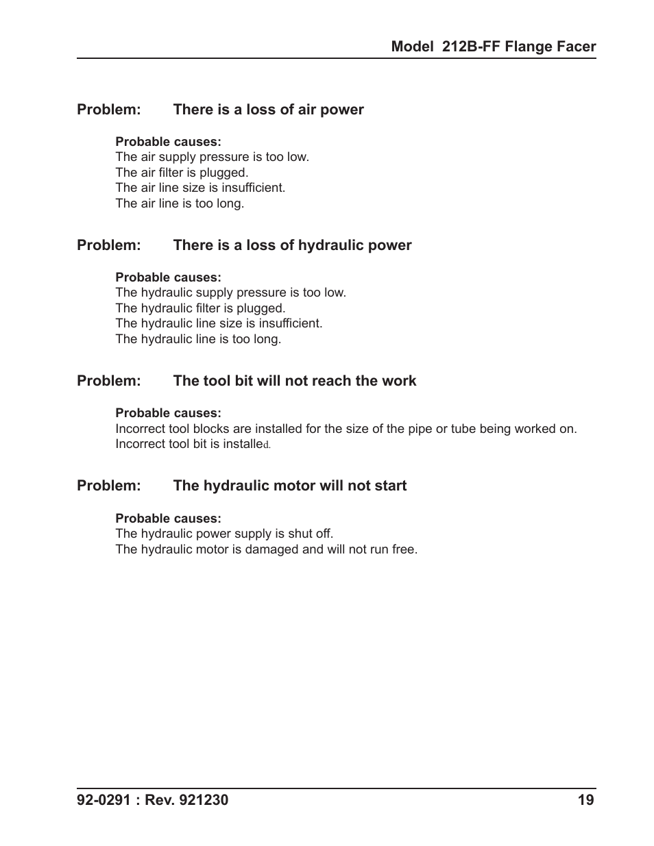 Tri Tool 212B Flange Facer User Manual | Page 19 / 22