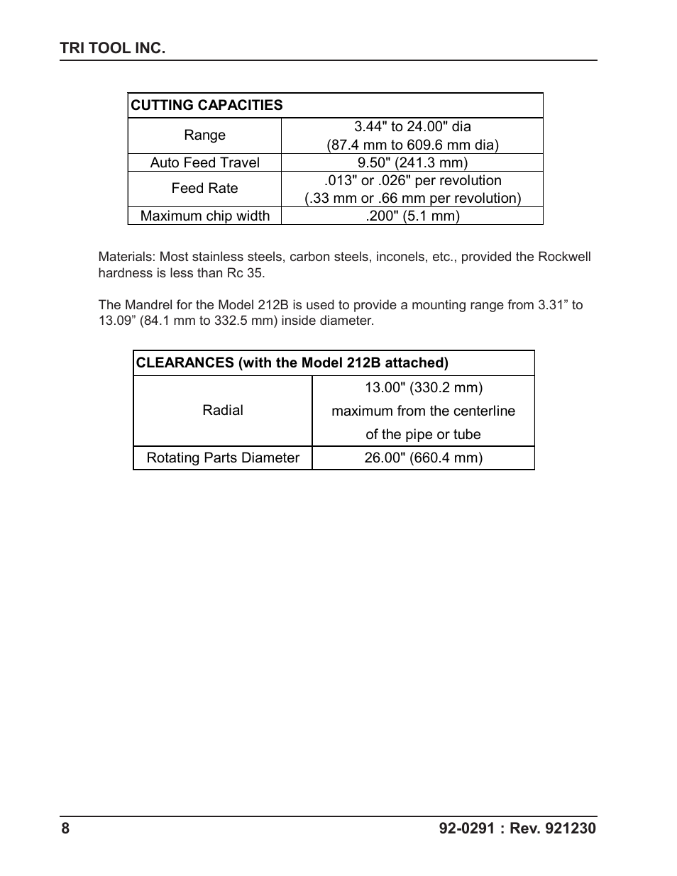 Tri Tool 212B Flange Facer User Manual | Page 8 / 22