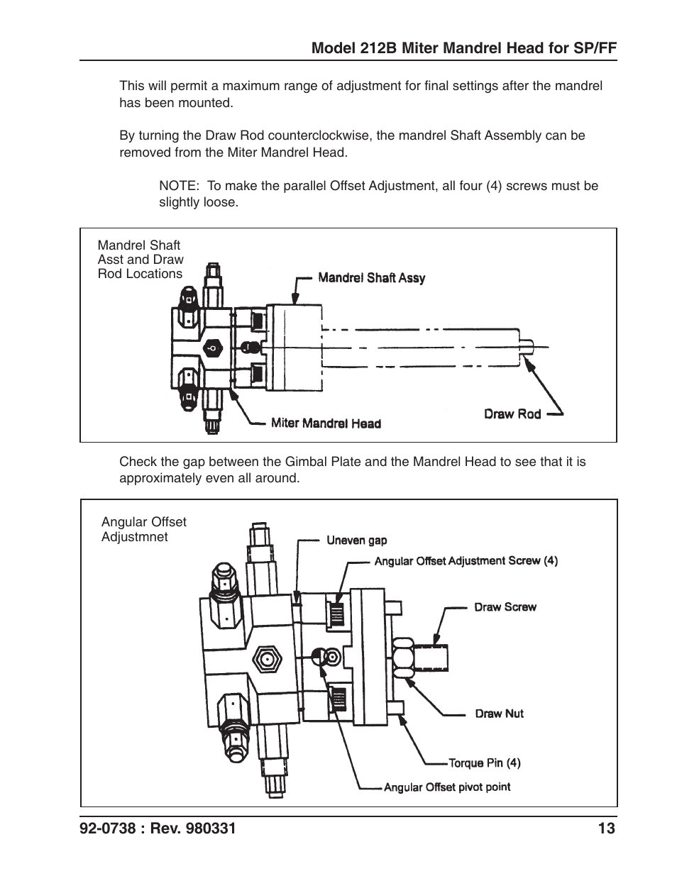 Tri Tool 212B Single Point Flange Facer Miter Mandrel User Manual | Page 13 / 28