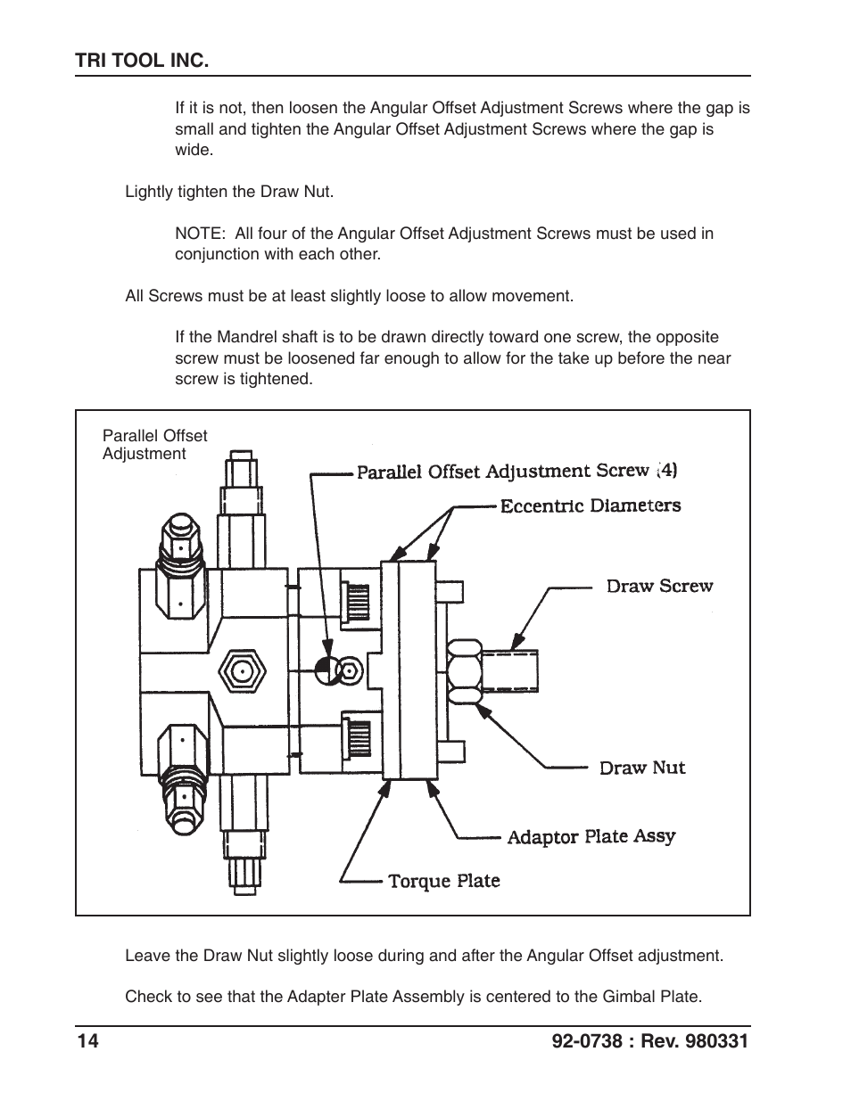 Tri Tool 212B Single Point Flange Facer Miter Mandrel User Manual | Page 14 / 28