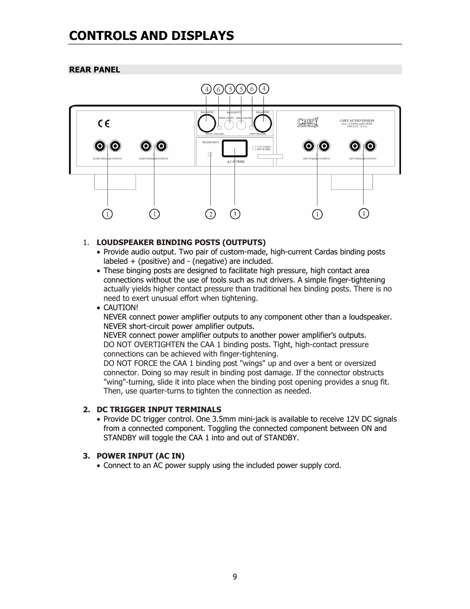 Controls and displays | Cary Audio Design CAA 1 User Manual | Page 10 / 14