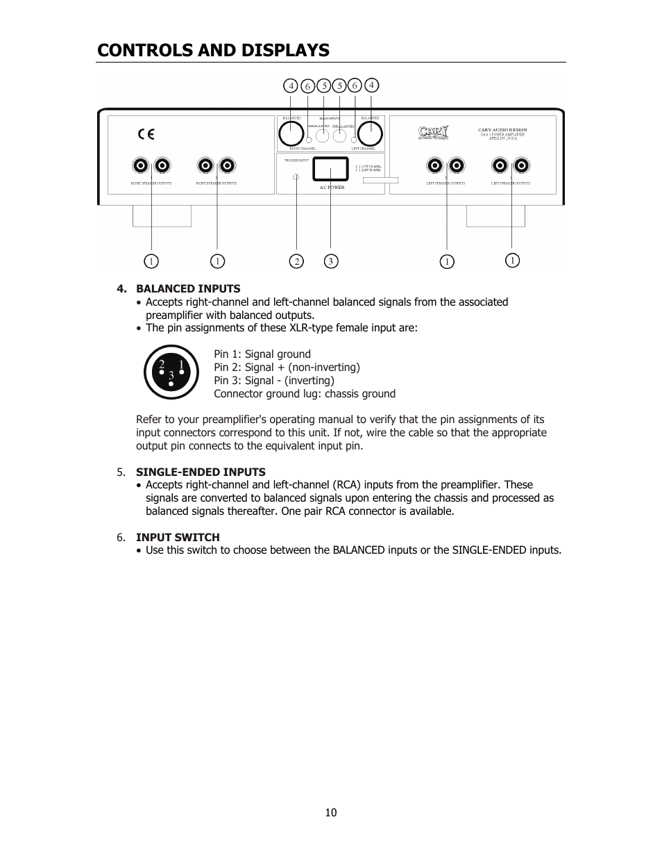 Controls and displays | Cary Audio Design CAA 1 User Manual | Page 11 / 14