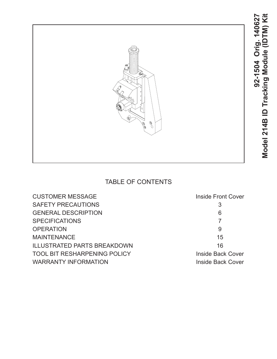 Tri Tool 214B ID Track Module User Manual | 19 pages