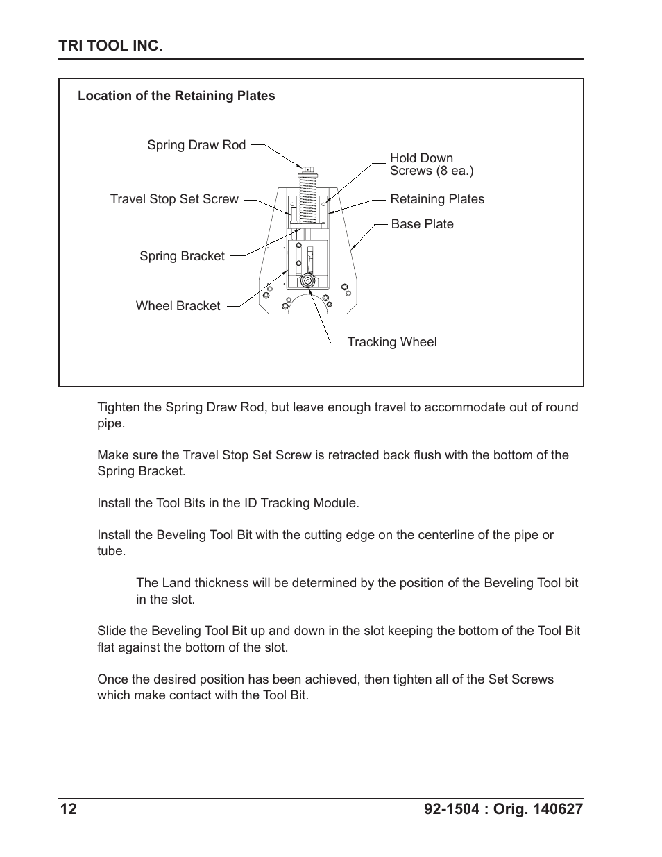 Tri Tool 214B ID Track Module User Manual | Page 12 / 19