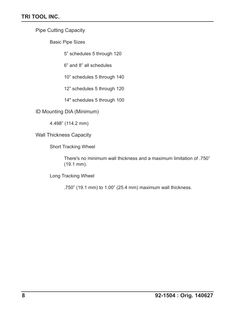 Tri Tool 214B ID Track Module User Manual | Page 8 / 19
