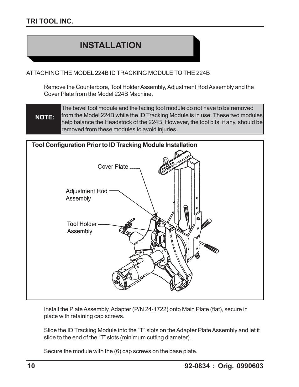 Installation | Tri Tool 224B ID Tracking Module User Manual | Page 10 / 23