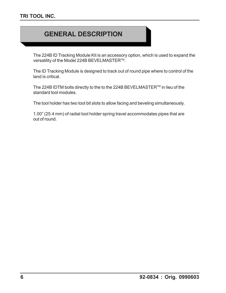 General description | Tri Tool 224B ID Tracking Module User Manual | Page 6 / 23