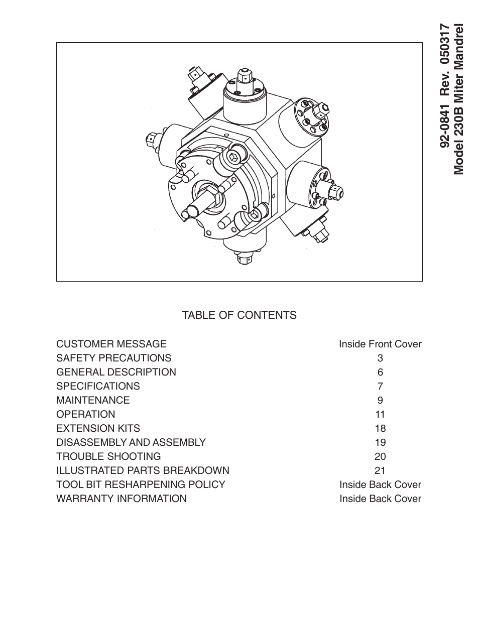 Tri Tool 230B Miter Mandrel User Manual | 25 pages