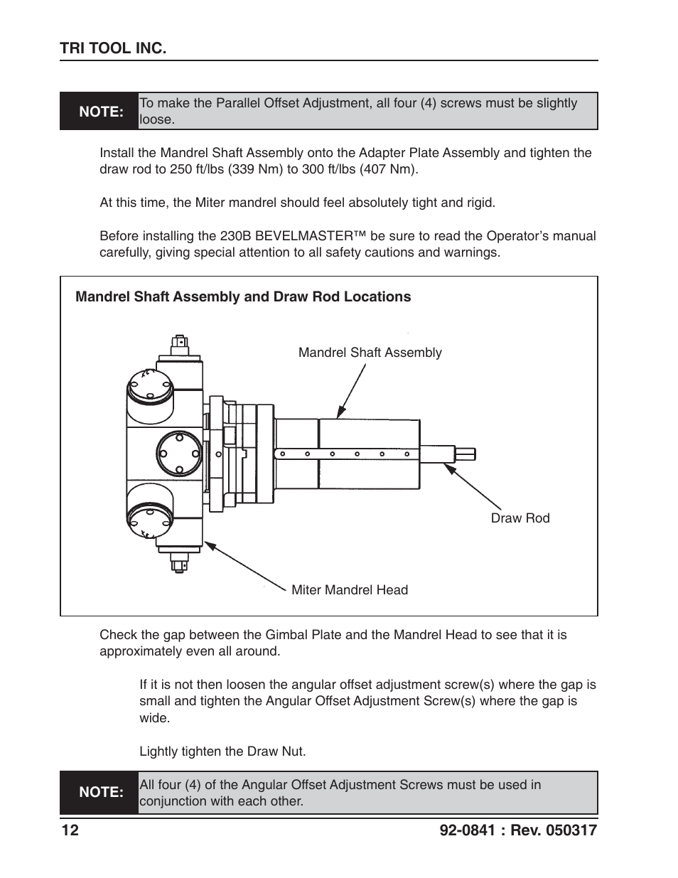 Tri Tool 230B Miter Mandrel User Manual | Page 12 / 25